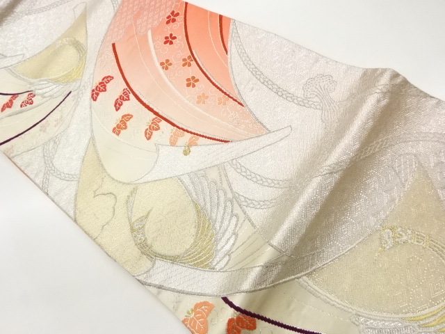 几帳孔雀文様織出し袋帯